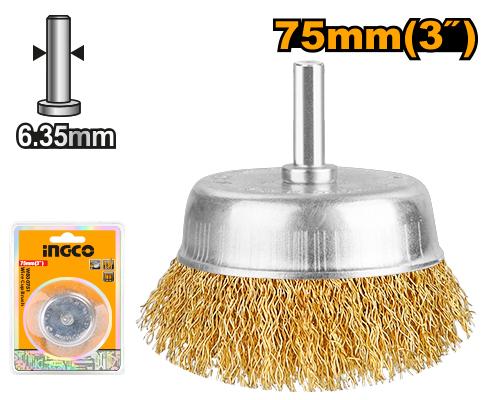 CEPILLO COPA ACERO LATONADO 75 MM  INGCO WB30751