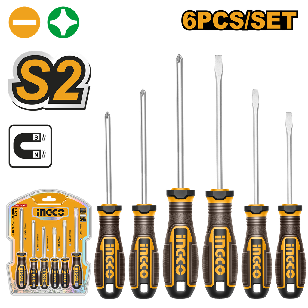 SET 6  PCS DESTORNILLADORES INGCO  HKSDS0628