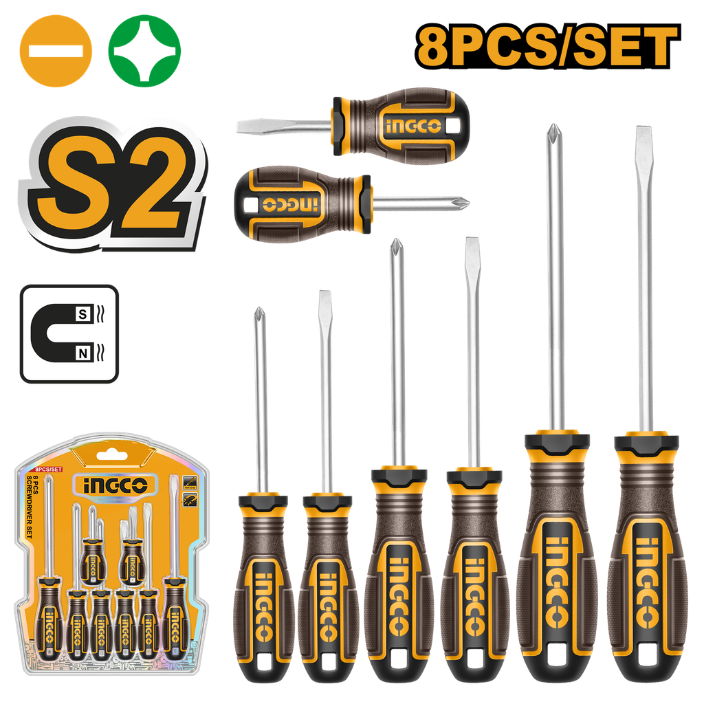SET 8 PCS DESTORNILLADORES INGCO HKSDS0828