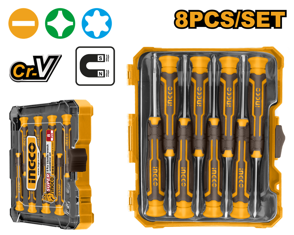 SET 8 PCS  DESTORNILLADORES DE PRECISION   INGCO HKSD0818