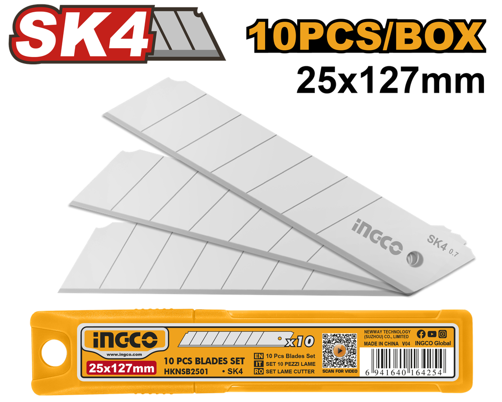 SET 10PCS CUCHILLA 25 X 127MM INGCO HKNSB2501