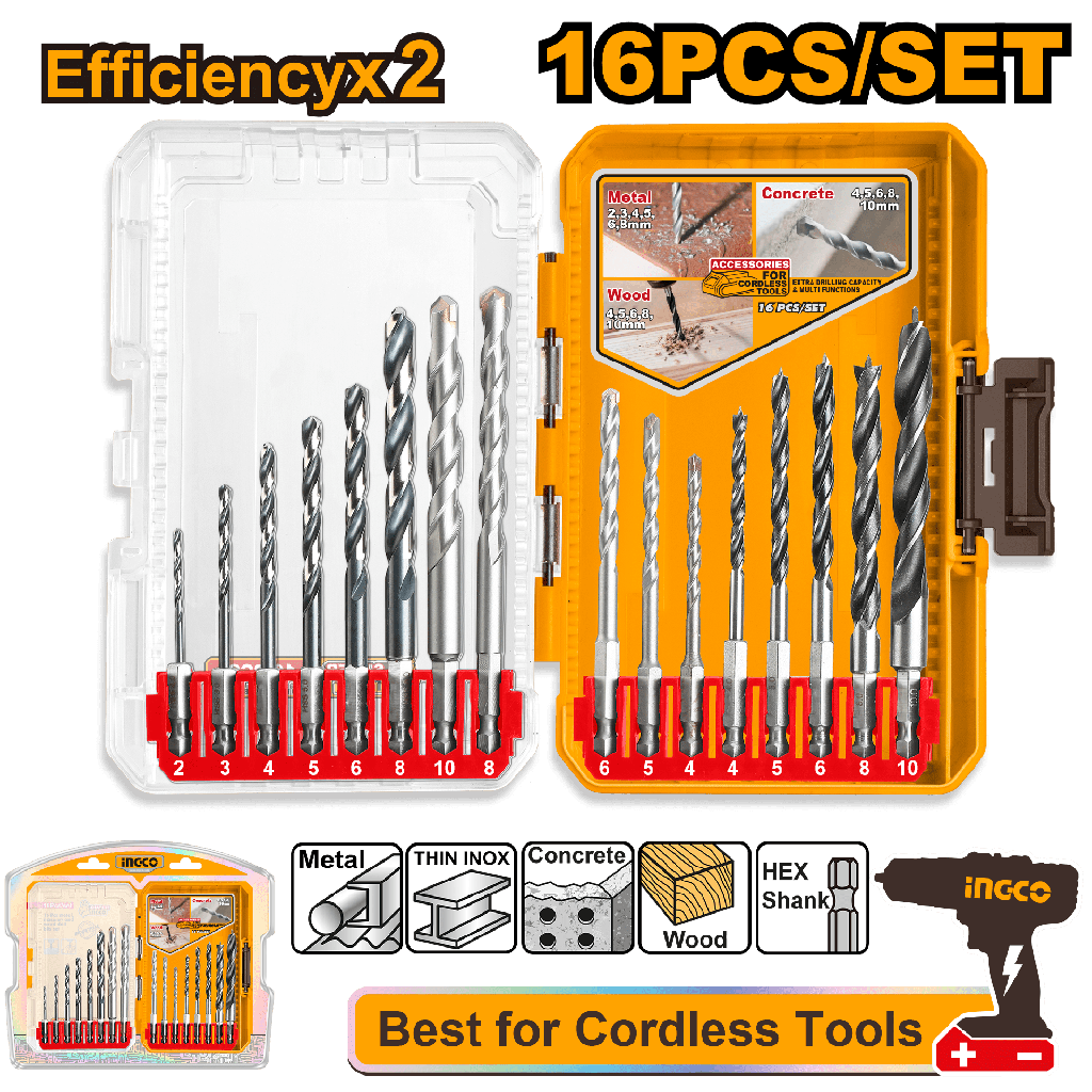 SET DE 16 BROCAS PARA METAL Y MADERA INGCO AKDL11608