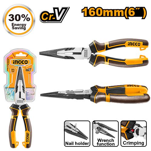 ALICATE BOCA SEMIREDONDA LARGA 160 MM INGCO  HHLNP28160