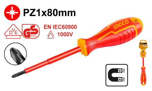 DESTORNILLADOR ELECTRICISTA POZIDRIV 1x80MM  INGCO HISD81PZ180
