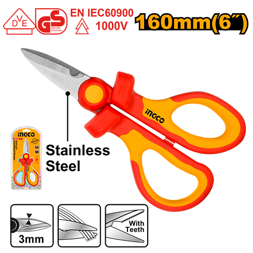 TIJERA ELECTRICISTA AISLADA  160 MM INGCO HISS1601