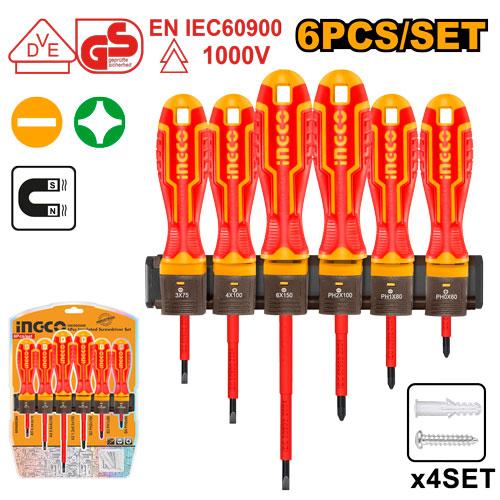 SET DE 6 PCS  DESTORNILLADORES ELECTRICISTA INGCO  HKISD0608