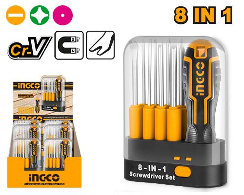 SET 9 PCS DESTORNILLADORES  INTERCAMBIABLES INGCO  AKISD0901
