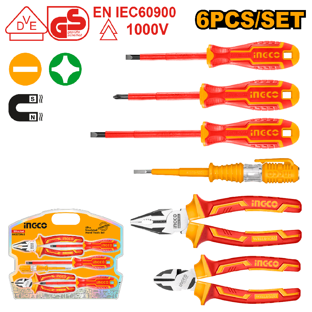 SET HERRAMIENTAS ELECTRICISTA 6 PCS  INGCO HKIST3061