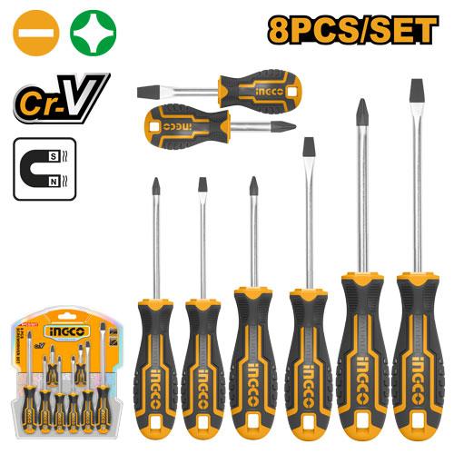 SET 8 PCS DESTORNILLADORES INGCO HKSD0828