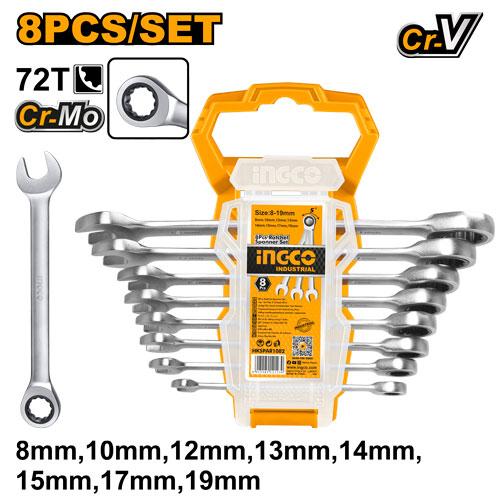 SET 8 PCS  LLAVES COMBINADAS- CARRACA  INGCO  HKSPAR1082