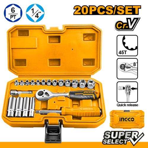 MALETA HERRAMIENTAS 20 PCS 1/4” INGCO HKTS14201