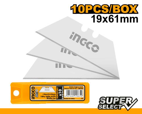 SET 10PCS CUCHILLA TRAPEZOIDAL  19 X 61MM  INGCO HUKB61001
