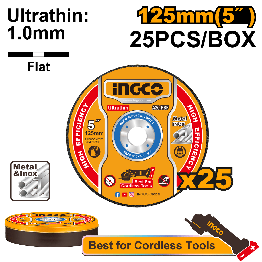 DISCO CORTE METAL- INOX  125 MM (25pcs)  MCD1012525