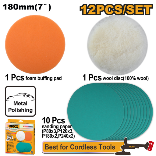 [APG18012] [1109] JUEGO DE PULIDO Y ESMERILADO INGCO APG18012