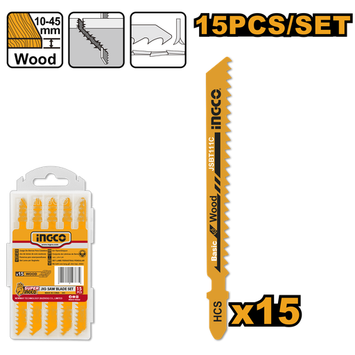 [JBT15111C] [1259] BLISTER 15 HOJAS DE SIERRAS CALAR PARA MADERA INGCO JBT15111C