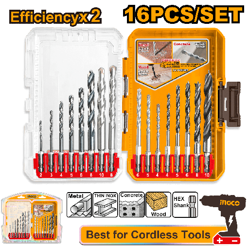 [AKDL11608] [0290] SET DE 16 BROCAS PARA METAL Y MADERA INGCO AKDL11608