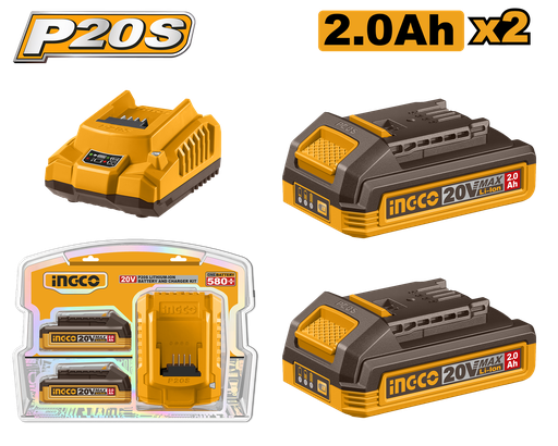 [FBCPK2212E] [1027] PACK 2 BATERIAS 2.0 Ah + CARGADOR 20V   INGCO  FBCPK1222E