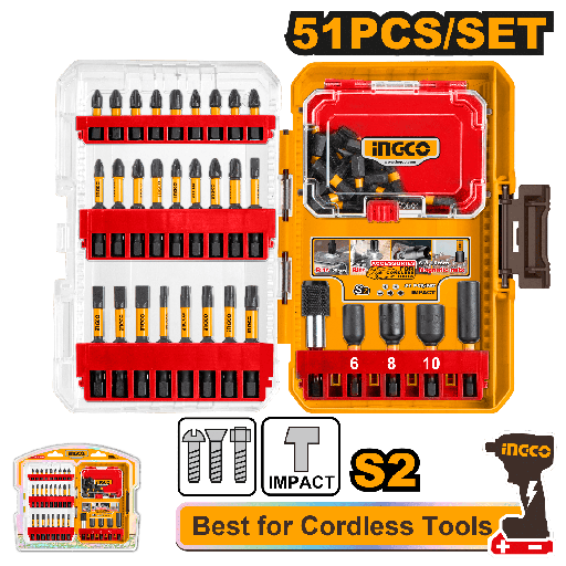 [AKDL25106] [1393] SET 51 PUNTAS DE IMPACTO + PORTA PUNTAS  INGCO AKDL25106