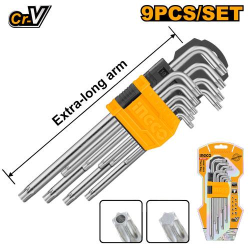 [HHK13092] [0168] SET 9 PCS LLAVES TORX EXTRALARGA  INGCO HHK13092