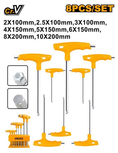 [HHKT80828] [0173] SET 8 PCS LLAVES ALLEN T BOLA  INGCO HHKT80828