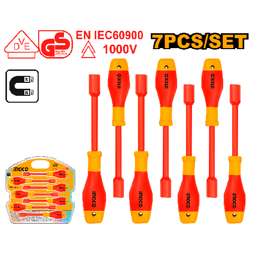 [HKISD0701] [1063] SET DESTORNILLADORES TUERCA HEXAGONALES ELECTRICISTA 7 PCS  INGCO HKISD0701