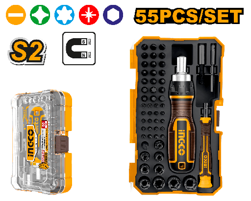 [HKSDB0558] [1297] SET 55 PCS DESTORNILLADOR  INGCO HKSDB0558