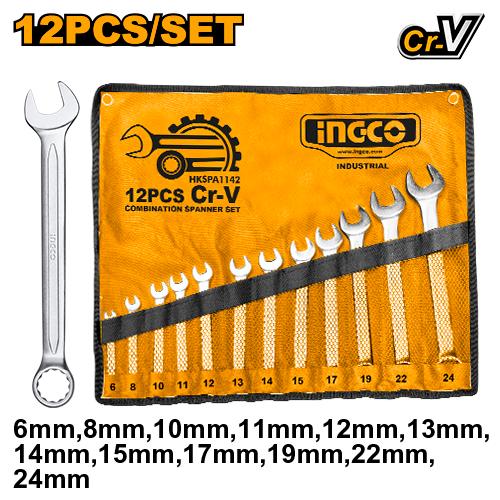 [HKSPA1142] [0162] SET 12 PCS  LLAVES  COMBINADAS  INGCO HKSPA1142