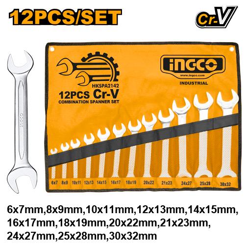 [HKSPA2142] [0159] SET 12 PCS LLAVES PLANAS  INGCO HKSPA2142