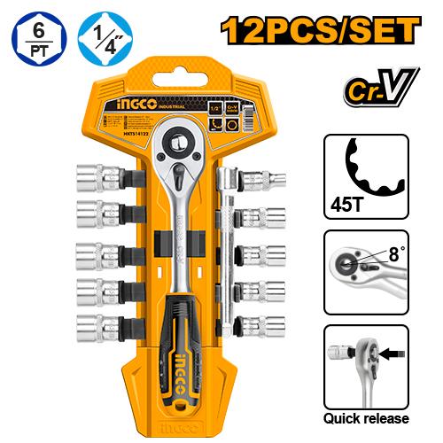 [HKTS14122] [0481] SET 12 PCS DE VASOS  1/4 "   INGCO HKTS14122