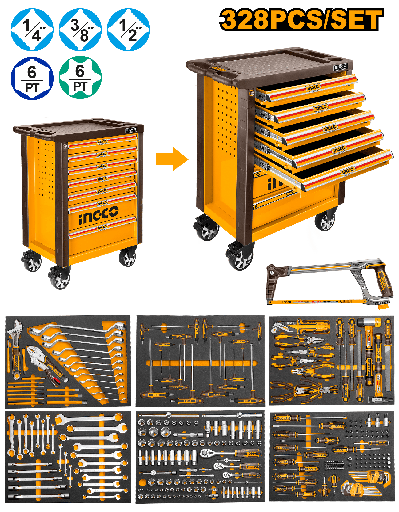[HTCS273281] [0308] CARRO TALLER 328 PCS  INGCO HTCS273281
