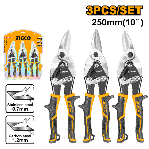 [HTSNK0110] [1069] SET 3 PCS  TIJERAS CHAPA  INGCO  HTSNK0110